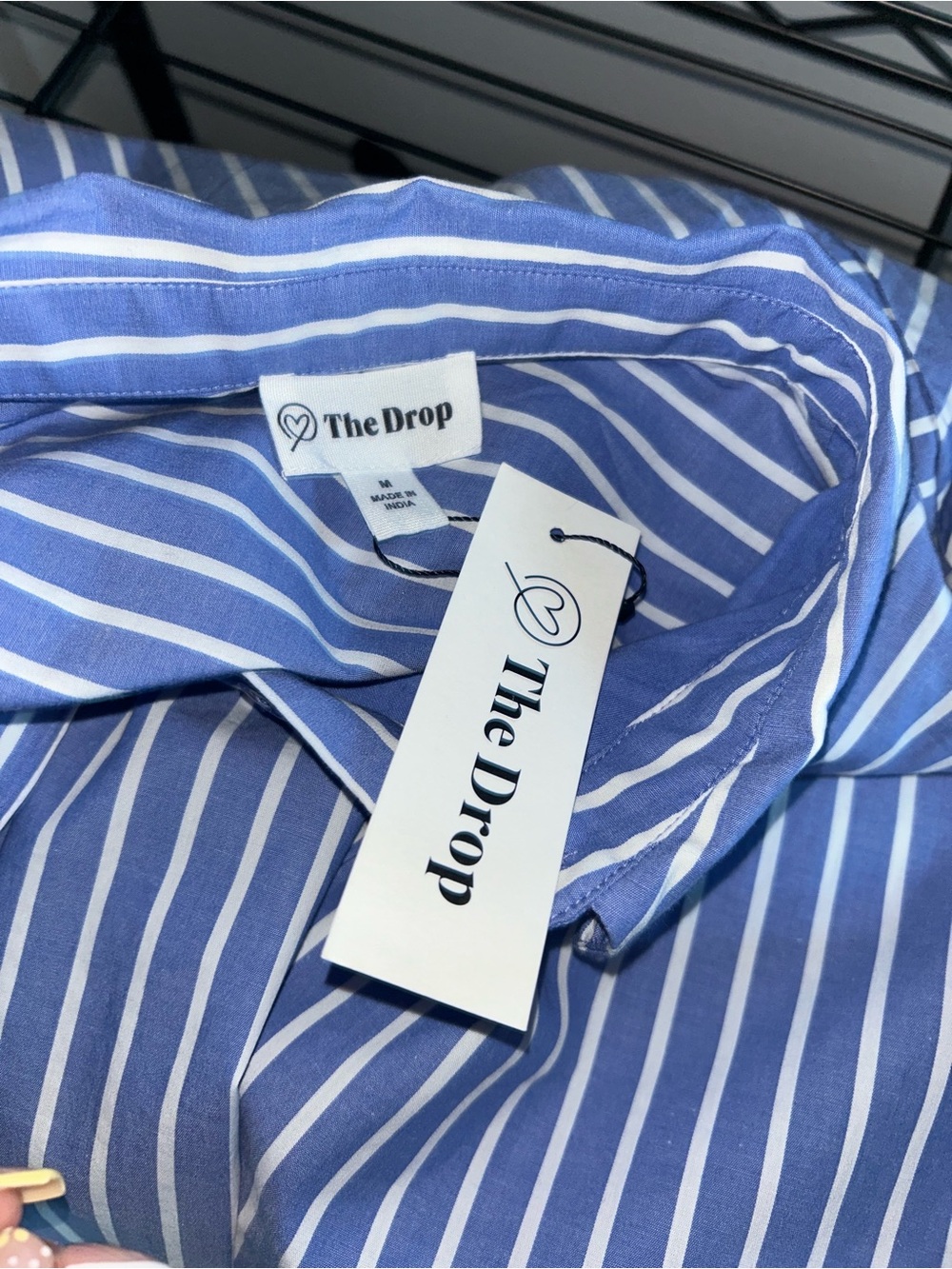 NWT The Drop Stripe Bubble Hem Shirtdress Blue & White Mini Sz M - Picture 6 of 7